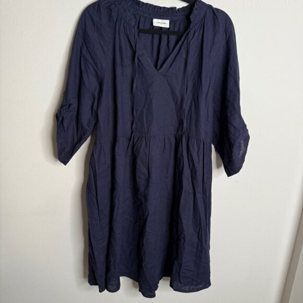 Sussan Women's Navy Blue V Neck 3/4 Sleeves Shirt Dress with Pockets - Size‎ 10
